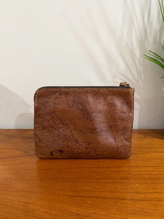 Patricia Nash Cassini Signature Map Print Brown Leather Wristlet Pouch - Picture 3 of 8